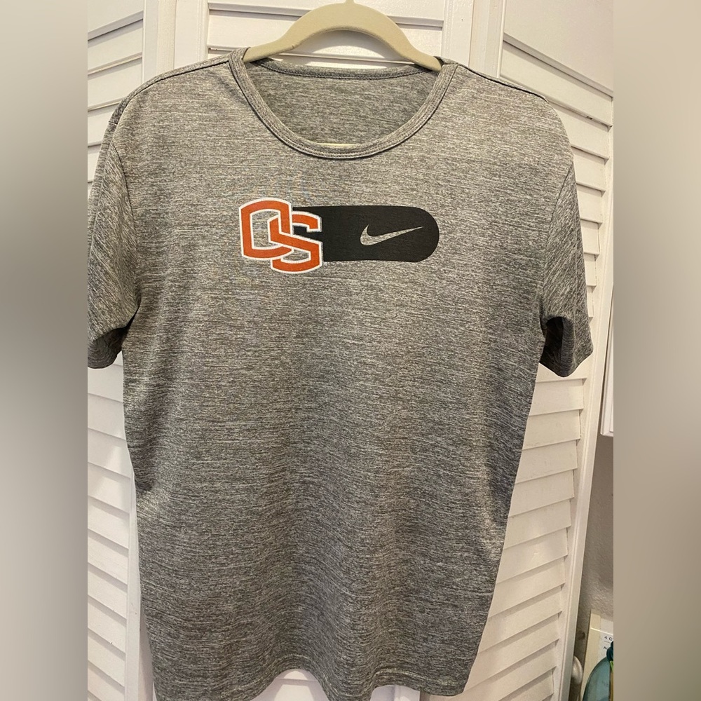 NIKE Women’s “OSU Logo w/Swoosh T-shirt” Size XL Heather Gray/Orange EUC